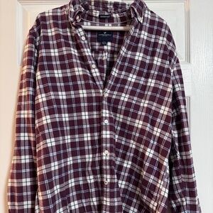 American eagle maroon button up long sleeve
